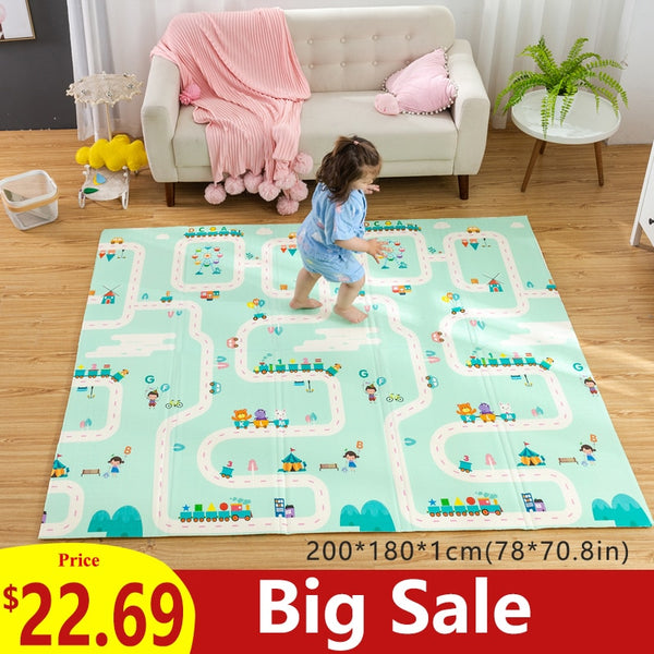 180X200CM Baby Mat 1CM Thickness Cartoon XPE Kid Play Mat Foldable Anti-skid Carpet Children Game Mat