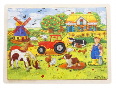 60pcs Cartoon Wooden Toys 8 STYLES 3D Wooden Puzzle Jigsaw Puzzle for Child Educational Toy