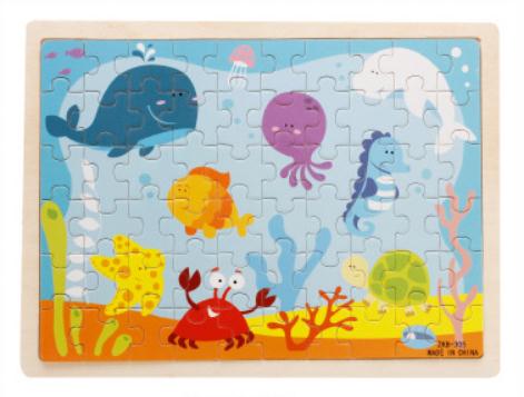60pcs Cartoon Wooden Toys 8 STYLES 3D Wooden Puzzle Jigsaw Puzzle for Child Educational Toy