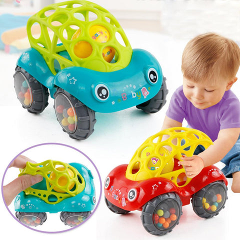 Kuulee Baby Soft Hand Grasping Hole Bell Ring Car Cute Teether Rattle Toys for Kids igrushki baby toys 13 24 months fisher price