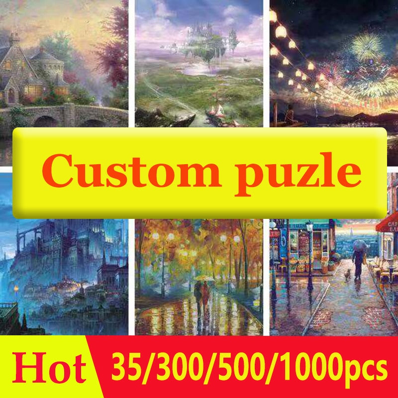 35/300/500/1000pcs Photo Custom Wooden Personalized Jigsaw puzzle Picture DIY toys for Adults Decoration Collectiable