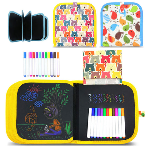 Learning & Education Portable Board Brush Drawing Book DIY Coloring  Blackboard Painting With Water Chalk Wipe Kids Toys