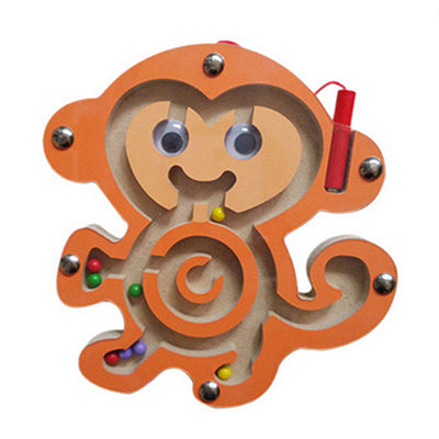 Wooden Magnetic Pen Maze Toys Cute Animal Cartoon Toy Brain Teaser Intellectual Jigsaw Board Kids Early Educational Puzzle Game