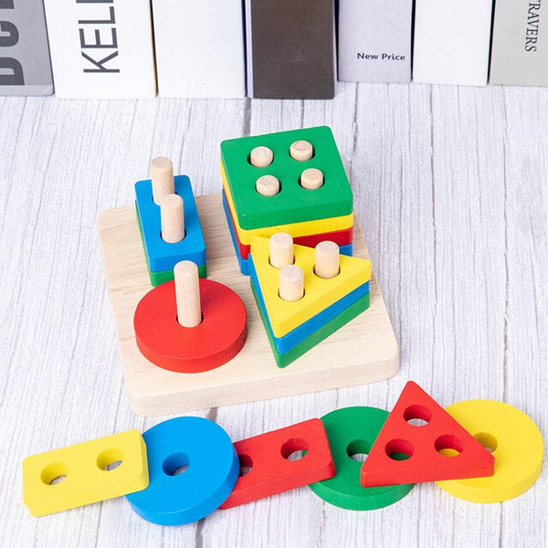 HOT SALE Baby Toys Colorful Wooden Blocks Baby Music Rattles Graphic Cognition Early Educational Toys For Baby 0-12 Months