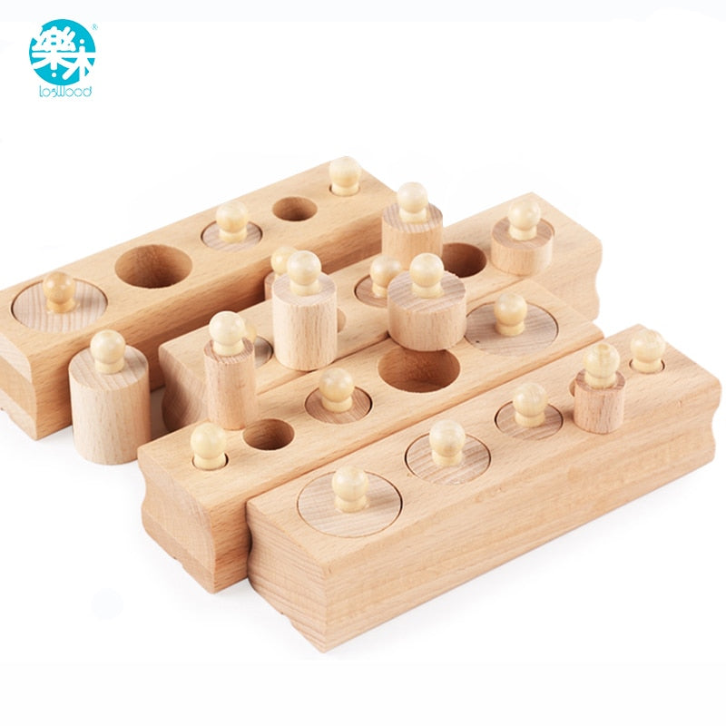 Logwood Russian warehouse Wooden toys Montessori Educational Cylinder Socket Blocks Toy Baby Development Practice and Senses