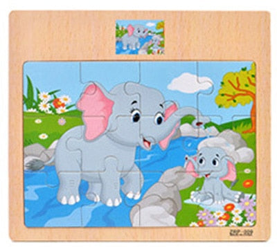Montessori Toys Educational Wooden Toys for Children Early Learning 3D Cartoon Animal Traffic Puzzle Kids Math Jigsaw