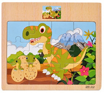 Montessori Toys Educational Wooden Toys for Children Early Learning 3D Cartoon Animal Traffic Puzzle Kids Math Jigsaw