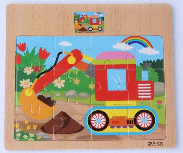 Montessori Toys Educational Wooden Toys for Children Early Learning 3D Cartoon Animal Traffic Puzzle Kids Math Jigsaw